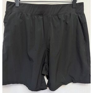Treign Mens Performance Running Shorts Large Black Zip Pocket 7‎ Inch Mesh Panel